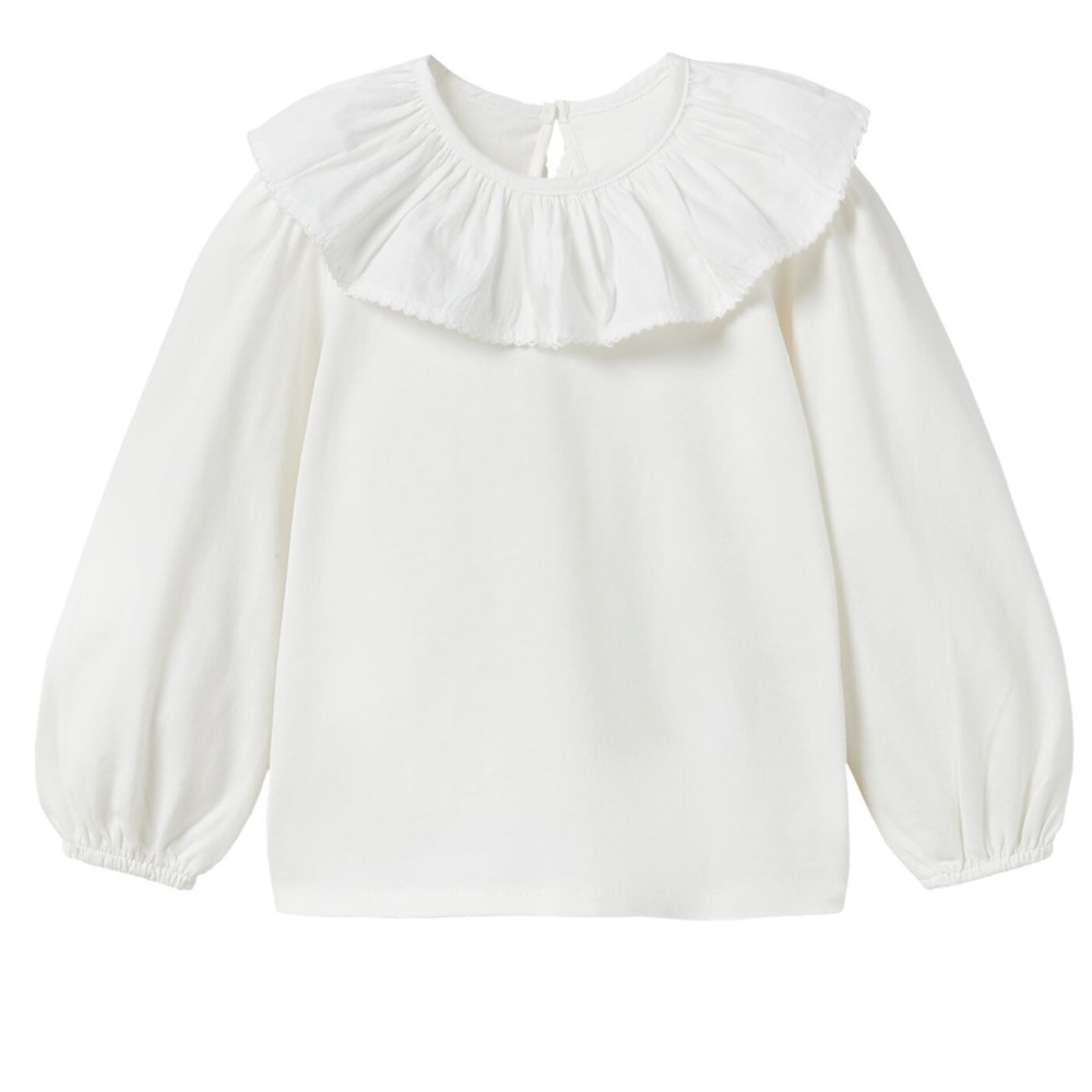 Zara toddler kids / girls mauve pink & white ruffle bib trim detail blouse - Picture 4 of 6